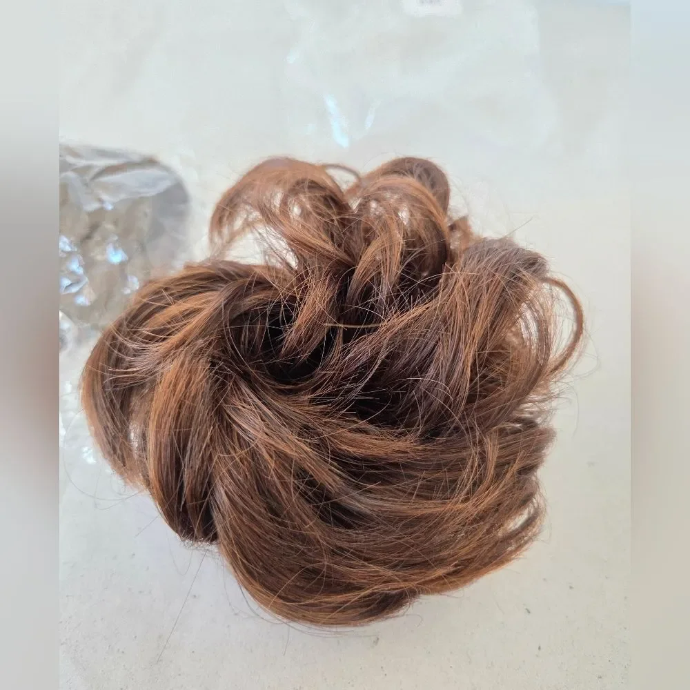 Two New Hairpieces Auburn Brown Red Warm Tone Updo Piece Faux Hair Elastic
